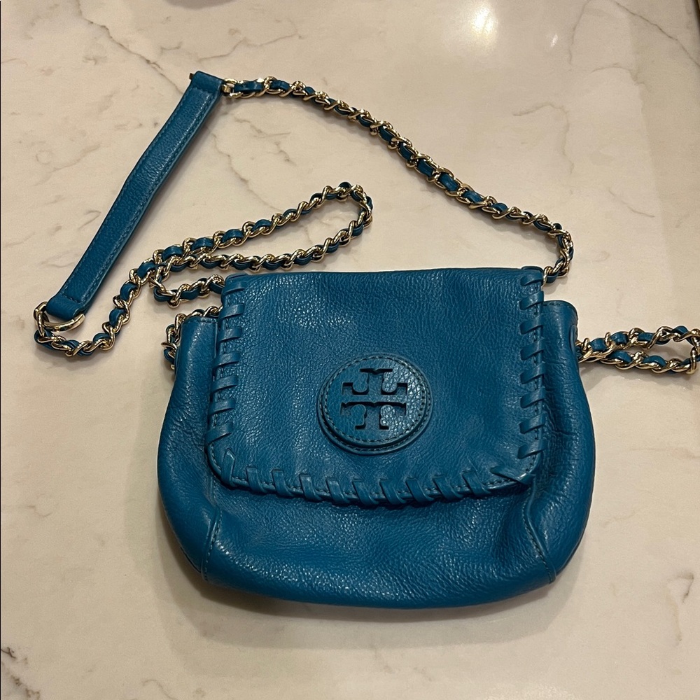 Tory Burch Teal Leather Crossbody Bag